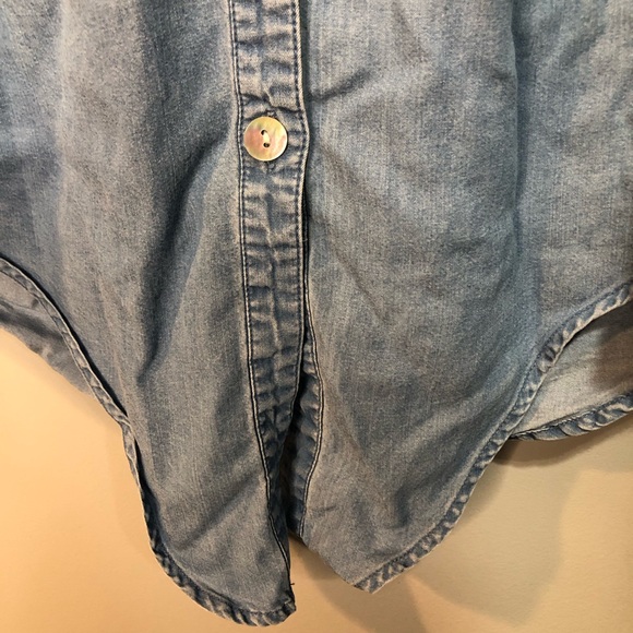 Ruby Rd. Denim Embroidered Tie Button Blouse - Picture 8 of 10